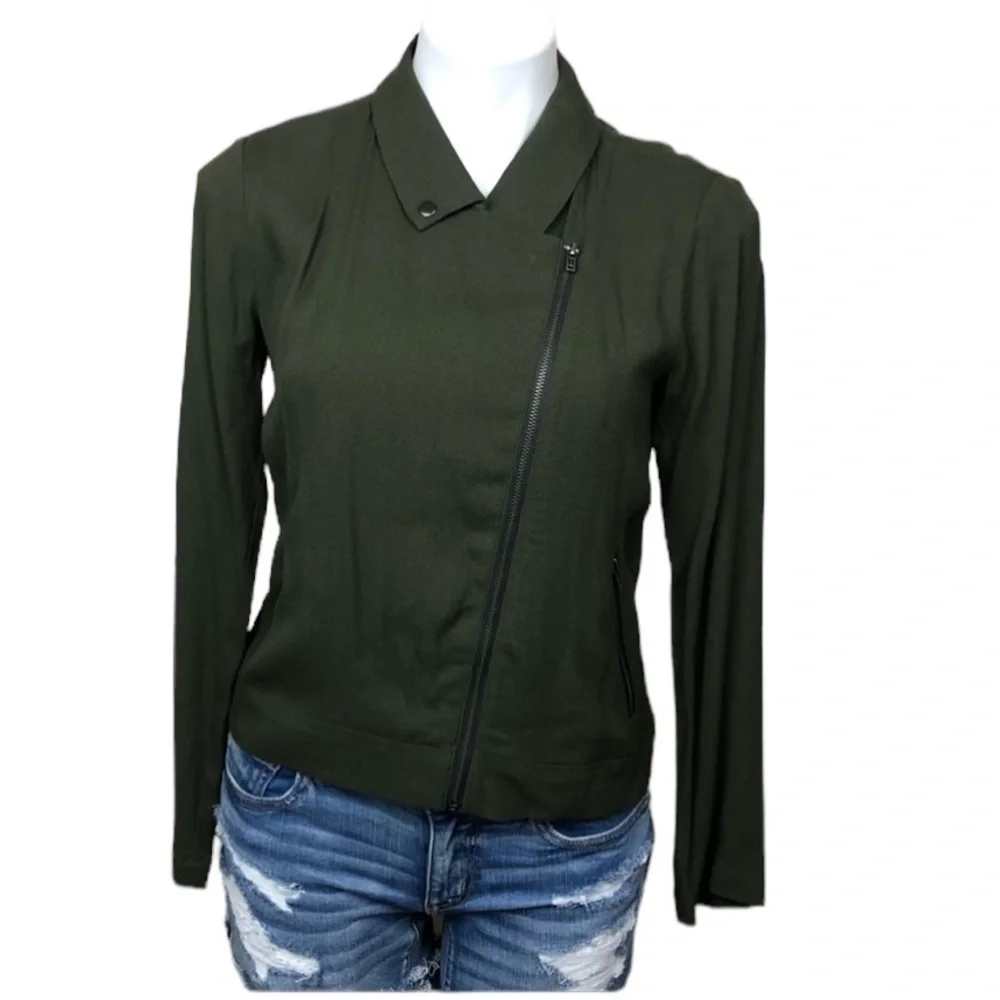 🎁 Ella Moss Stella Moto Jacket in Army Green XS Women’s